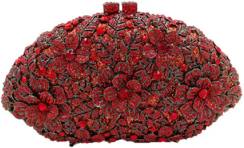 Miniatura 20 de Boutique De FGG Bolso de noche de flores de embrague de cristal de lujo para mujer, bolso de boda nupcial, bolso