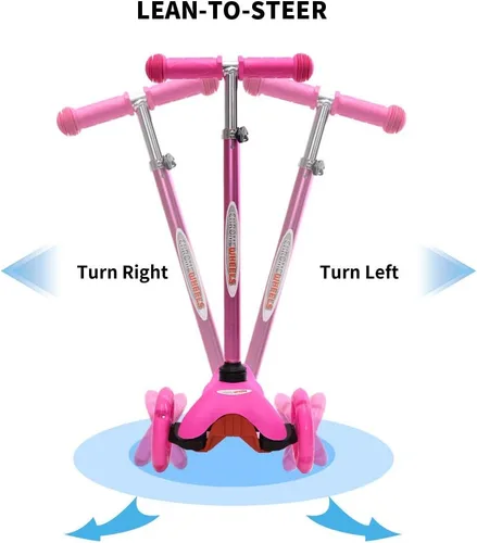 Miniatura 8 de ChromeWheels Mini Scooter para Niños Pequeños, Scooters Deluxe de 3 Ruedas para Niños, 4 Alturas Ajustables con Scooters de Patada, Rosa