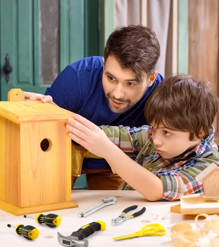 Miniatura 7 de DOWELL Juego de herramientas para niños con bolsa de herramientas que incluye herramientas de mano de metal reales para niños y niñas, juego