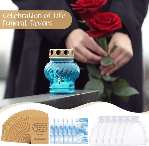 Miniatura 7 de Fumete Juego de 300 recuerdos funerarios, 100 sobres autoadhesivos de papel de estraza de estraza, 100 tarjetas de oración fúnebre, 100 bolsas