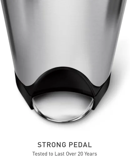 Miniatura 4 de Simplehuman - Cubo de basura para baño con tapa abatible de 10 litros / 2.6 galones, acero inoxidable cepillado con borde negro