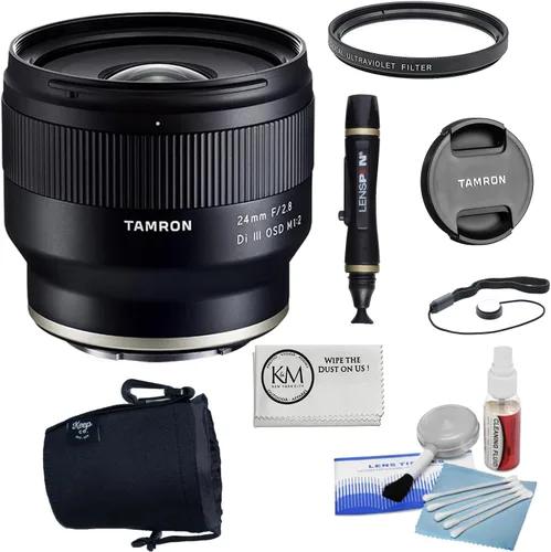Tamron Lente OSD M 1:2 de 0.945 in f/2.8 Di III OSD M 1:2 para Sony E con filtro UV de 2.638 in + bolsa para lente + kit de limpieza de cámara de 5