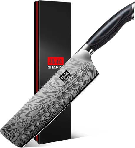 Miniatura 12 de SHAN ZU Cuchillo de chef en acero en polvo, cuchillo de cocina japonés de 8 pulgadas, cuchillos de chef ultra afilados, cuchillos japoneses de alto