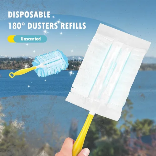 Miniatura 2 de 30 repuestos de plumero compatibles con plumeros de mango de 180°, reemplazo de plumero multisuperficie resistente de 180° con 1 mango estándar, sin