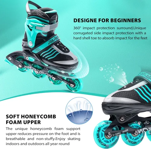 Miniatura 5 de PAPAISON Patines en línea ajustables para niños, patines para niños de 4 a 16 años, patines en línea para niñas de 5 a 8 años y de 8 a 12 años