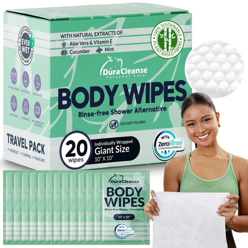 Miniatura 17 de DuraCleanse - Toallitas de limpieza corporal sin enjuague para adultos, extragruesas y desechables para incontinencia y campamento, 100 toallitas XL