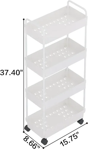 Miniatura 7 de Buzowruil Carrito de almacenamiento rodante de 3 niveles, organizador de estantería móvil, carrito utilitario con ruedas para cocina, baño, Negro