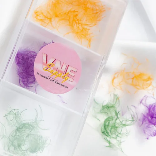 Miniatura 7 de VNE - Extensiones de pestañas coloridas de 500 abanicos, extensiones de pestañas de volumen prefabricadas, abanicos de mega volumen prefabricados