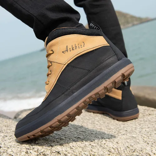 Miniatura 6 de Botas Oxford de cuero a la moda para hombre, botas de tobillo casuales de media caña para hombre