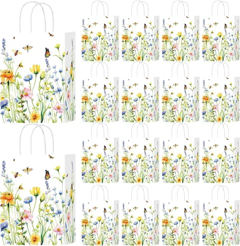 Miniatura 10 de HongXingHai Bolsas de regalo de Navidad con asas, paquete de 16 bolsas de papel kraft con diseño de copo de nieve, bolsas reutilizables para fiestas