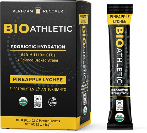 Mezcla de bebida de hidratación con probióticos + electrolitos, con vitaminas D y B12, USDA orgánico, certificado NSF para deporte, sutil sabor a