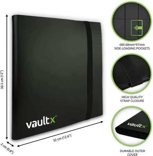 Miniatura 2 de Vault X Carpeta estándar de 12 bolsillos, con capacidad para 480 tarjetas intercambiables en 20 páginas de carga lateral (negro)