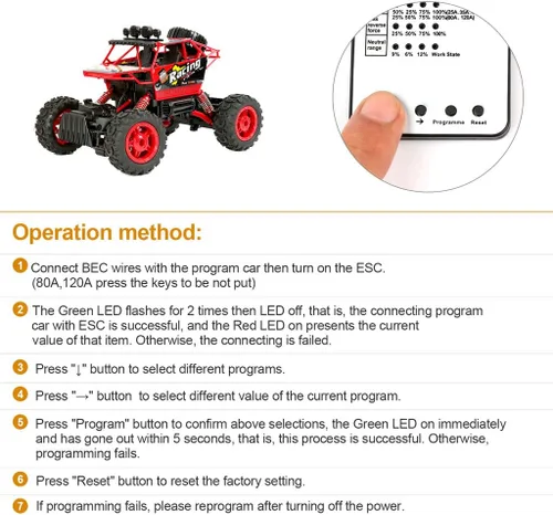 Miniatura 4 de Surpass Hobby Tarjeta de programación RC Car Controlador de velocidad electrónico Programador Tarjeta de programa LED solo compatible con Supass