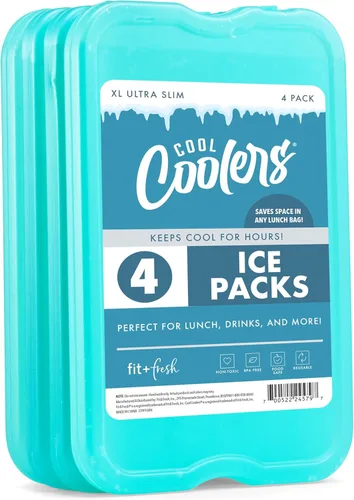 Miniatura 15 de Cool Coolers by Fit & Fresh 4 Pack XL Slim Ice Packs, Quick Freeze Space Saving Reusable Ice Packs for Lunch Boxes or Coolers