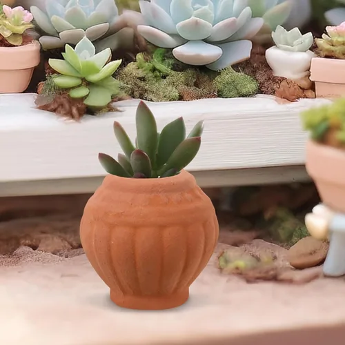 Miniatura 4 de Happyyami Macetas pequeñas de terracota, paquete de 4 macetas pequeñas de arcilla con agujeros de drenaje para suculentas, decoración de escritorio