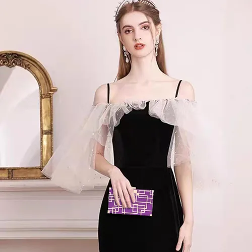 Miniatura 2 de CARIEDO Bolso de noche para mujer, elegante bolso de mano de terciopelo exquisito metal hueco, bolsos de graduación, boda, fiesta