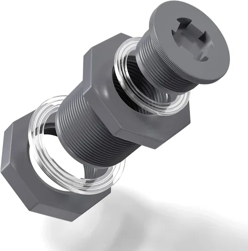 Miniatura 2 de TAISHER 2 piezas de adaptador de conector de tanque de mamparo de PVC negro de 1/2'' con enchufes y junta para tanque de agua, barriles de lluvia