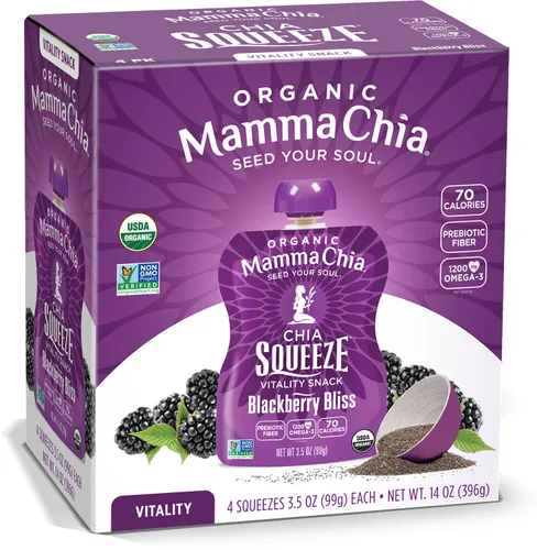 Miniatura 16 de Mamma Chia Organic Vitality Squeeze Snack, fresa y banano, 24 bolsas de chía de 3.05 onzas. Orgánico USDA, sin OMG, vegano, sin gluten y Kosher.