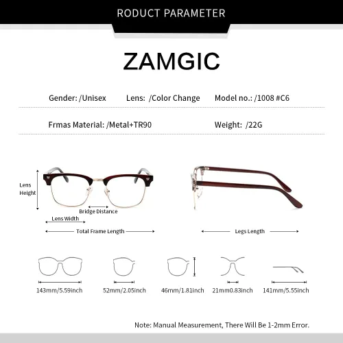 Miniatura 6 de ZAMGIC Photochromic Sunglasses Blue Light Blocking Glasses for Men and Women Day Night Multi-use