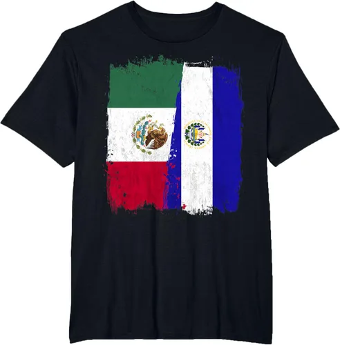 Miniatura 42 de Camiseta con la bandera mexicana de El Salvador con la mitad de la bandera mexicana de El Salvador