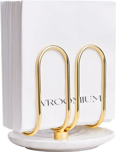 Miniatura 11 de VROOMIUM Servilletero para Mesa, Limpieza Sin Esfuerzo con Base de Cerámica, Peso de 1 lb, Servilleteros Negros para Servilletas de Papel