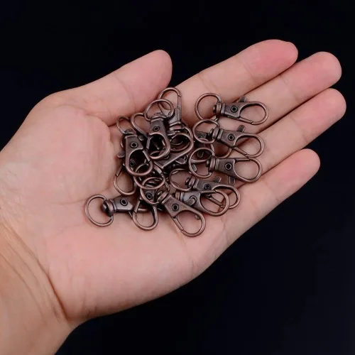 Miniatura 3 de HXSEMAYIG 100 piezas de ganchos para llavero con anillos de llavero, cierres de langosta giratorios de metal, para clip de llavero, manualidades