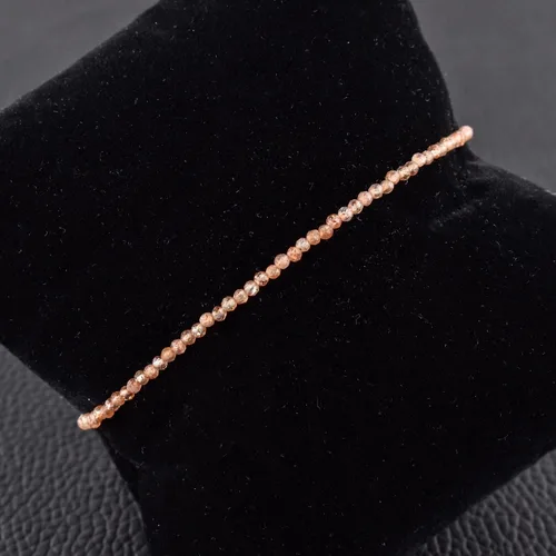 Miniatura 82 de Natural Gemstone Micro Round Beads Dainty Choker Bangle Bracelet, Handmade Jewelry for Women, Healing Chakra Crystals Silver Plated Chain 8 inch