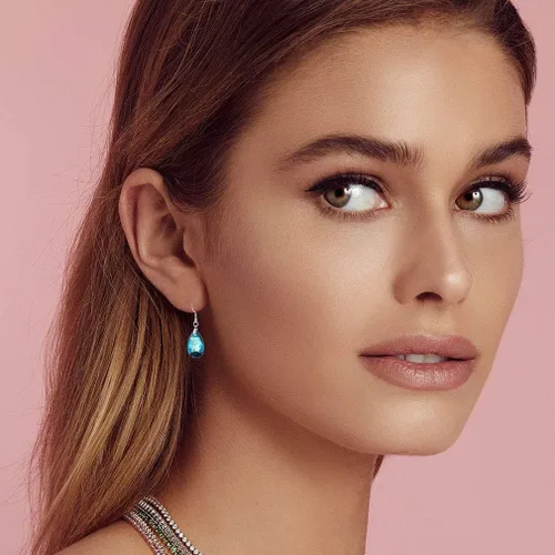 Miniatura 92 de Aretes colgantes de cristal austriaco con forma de lágrima para mujer, joyería hipoalergénica de plata de ley 925