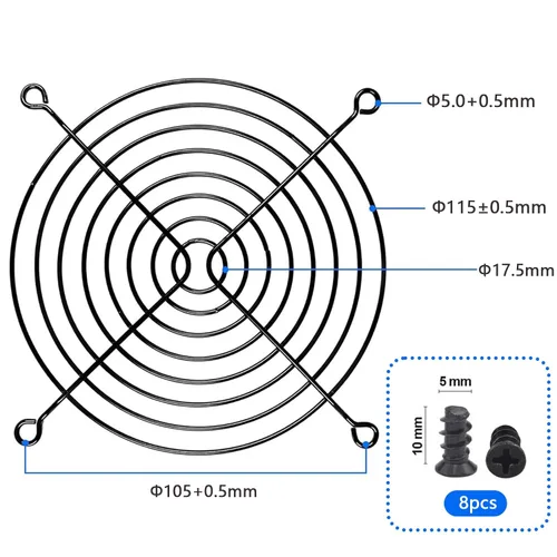 Miniatura 2 de FCI2 - Juego de 2 fundas protectoras para ventilador de 4.724 in de hierro negro con tornillos de repuesto para refrigeración de carcasa
