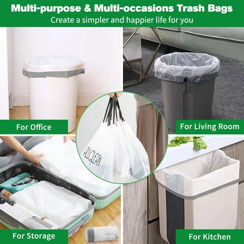 Miniatura 4 de Bolsas de basura de 4 galones, 90 bolsas de basura ultra duraderas y resistentes con cordón, gruesas resistentes al desgarro, sin perfume, Blanco