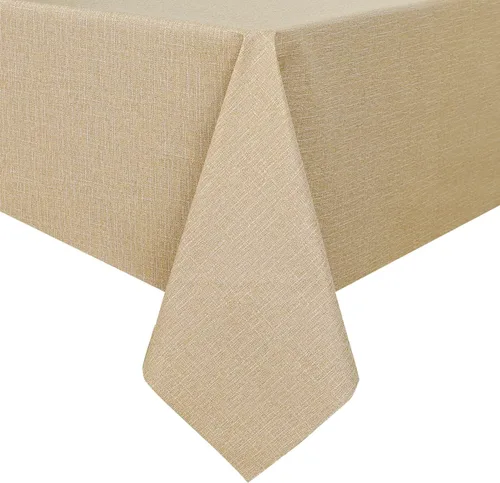 Miniatura 9 de Romanstile Mantel de PVC 100% impermeable, cuadrado, a prueba de derrames de aceite, resistente a las manchas, manteles de plástico fáciles de Beige
