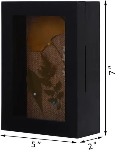 Miniatura 7 de Caja de sombra de 5 x 7, tamaño de pantalla de 4 x 6 pulgadas, marco de caja de sombra con ventana de cristal, vitrina pequeña con bisagra, mini