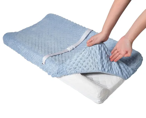 Miniatura 3 de Funda para cambiador de bebé, súper suave, con lunares Minky para bebés, niñas y niños, ultra cómoda, segura para bebés, se ajusta a almohadillas