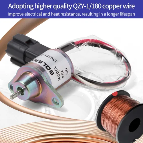 Miniatura 5 de M810324 Solenoide de apagado de combustible 119233-77932 Yanmar 1503ES-12S5SUC12S Reemplazar Woodward para John Deere 3038E 3036E 3032E 2025R 2032R