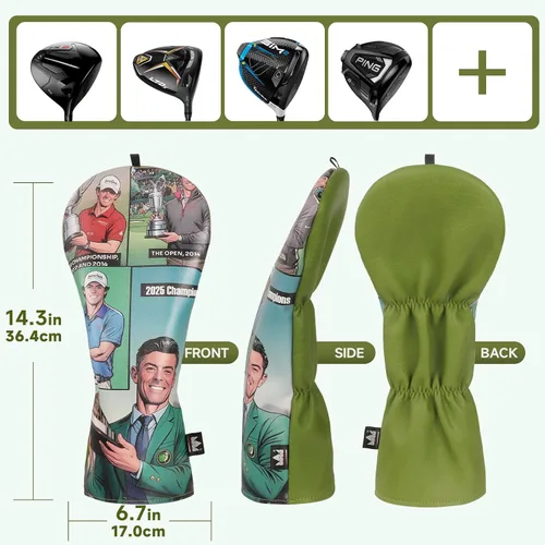 Miniatura 3 de Craftsman Golf Funda para Cabeza de Palo de Cuero Genial Única Protector de Fundas para Driver Se Adapta hasta 460cc Estuche de Viaje Impermeable