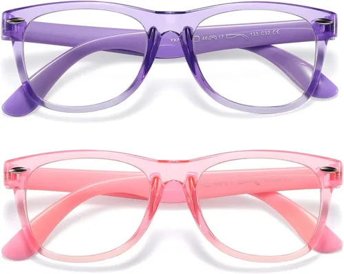 Miniatura 9 de DYLB Gafas de bloqueo de luz azul para niños y niñas, paquete de 2, gafas de videojuegos para computadora para niños y niñas de 3 a 10 años, antiluz