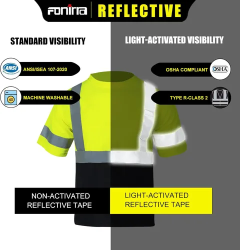Miniatura 6 de FONIRRA Paquete de 3 camisas reflectantes de seguridad de alta visibilidad para hombres de alta visibilidad para trabajo de construcción con manga