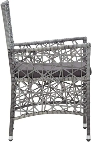 Miniatura 8 de Ensemble de salle à manger extérieur 7 pièces en rotin polyéthylène gris avec table en verre trempé et coussins, pour jardin, terrasse ou patio