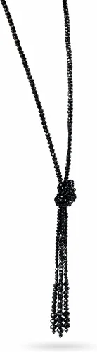 Urban Jewelry Collar de cuentas de color negro carbón de inspiración vintage para mujer, estilo Gatsby LariatY de los años 20, diseño multinivel,