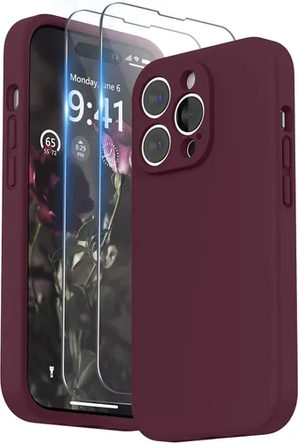 Miniatura 20 de SURPHY Funda diseñada para iPhone 14 Pro con protector de pantalla, (protección de cámara y forro de microfibra suave), funda de silicona líquida