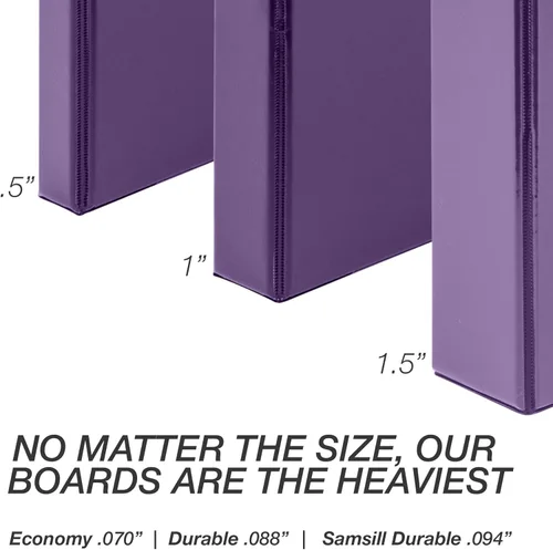 Miniatura 8 de Samsill Carpeta duradera de 3 anillos de 1 pulgada, fabricada en Estados Unidos, carpeta de anillos en D, FSC 100% aglomerado reciclado, morado