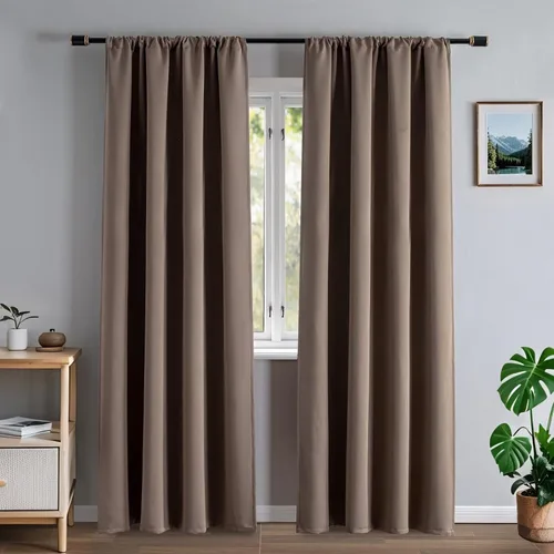 Miniatura 10 de Cortinas opacas para sala de estar, cortinas 100% opacas de 90 pulgadas de largo, juego de 2 paneles de 2 paneles, con aislamiento térmico, pestaña