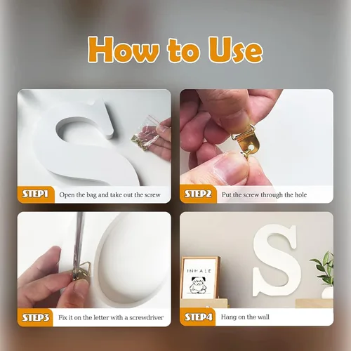 Miniatura 8 de AOCEAN Letras de madera grandes blancas de 10 pulgadas, letras de madera sin terminar para decoración de pared, letras decorativas de pie