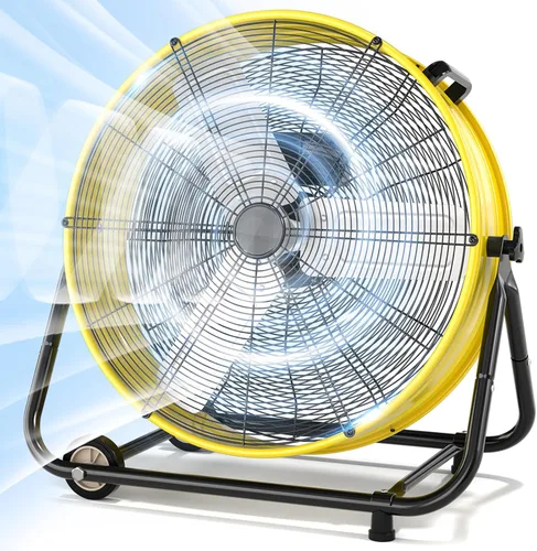 Miniatura 12 de LifePlus Ventilador de Tambor Industrial de 24 Pulgadas, Ventilador de Piso de Taller de Alta Velocidad, 3 Velocidades, Circulador de Aire de Metal