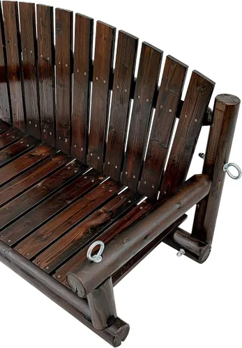Miniatura 6 de 3.5 FT Rustic Log Wooden Porch Swing, Heavy-Duty 900 LBS, Outdoor Hanging Bench for Patio, Garden, Yard – Solid Fir Wood, Handcrafted