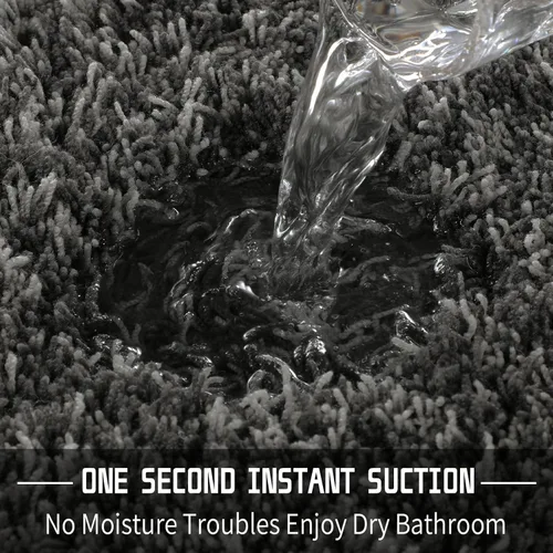 Miniatura 7 de Yimobra Alfombras de baño antideslizantes lavables 36x24, alfombras de baño ultra suaves y absorbentes de agua, alfombra de ducha de felpa para Gris
