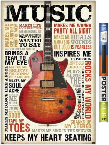 Miniatura 13 de Trends International Music Inspires Me Wall Poster, 14.725" x 22.375", Barnwood Framed Version