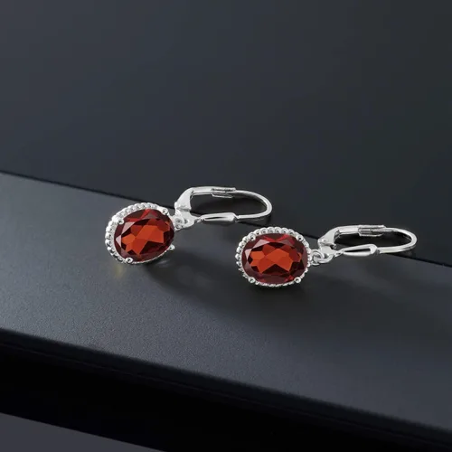 Miniatura 26 de Gem Stone King Aretes colgantes de gota para mujer, plata de ley 925, piedra natal ovalada de 0.354 x 0.276 in, joyería fina, regalos para ella