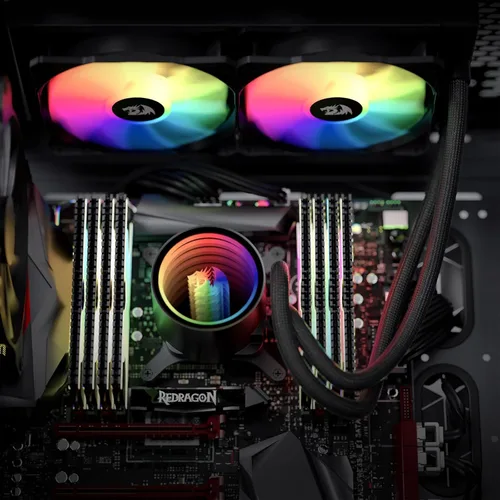 Miniatura 8 de Redragon HL240 ARGB Sistema de refrigeración líquida, enfriador de agua de CPU con radiador de alta eficiencia de 3300 RPM, 20 dBA silencioso