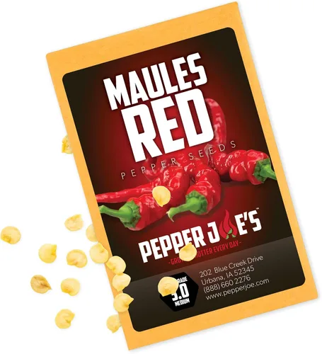 Pepper Joe's Maules - Semillas de pimiento rojo picante, paquete de 10 semillas de chile, cultivadas en Estados Unidos, semillas de pimiento
